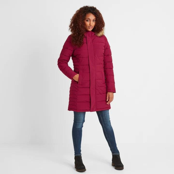 TOG24 Firbeck Womens Long Insulated Jacket - Raspberry