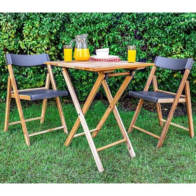 Tramontina 3-Piece Folding Bistro Set - Natural/Grey