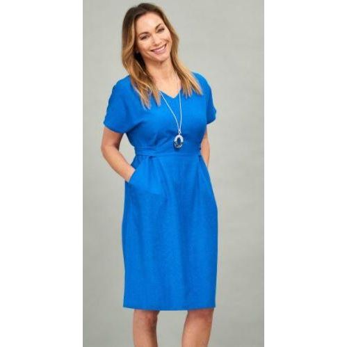 VIZ-A-VIZ V-Neck Tie Knot Dress - Bluebell