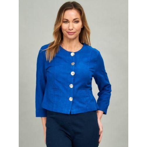 VIZ-A-VIZ Cropped Buttoned Jacket - Azure