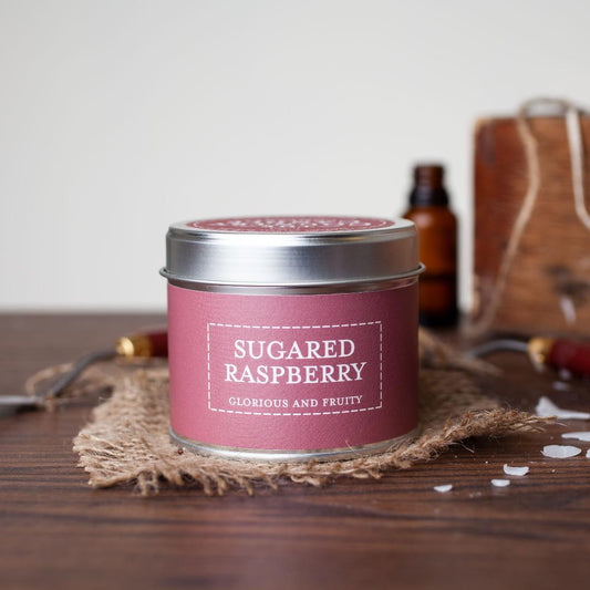 Sugared Raspberry Pastel Tin Candle