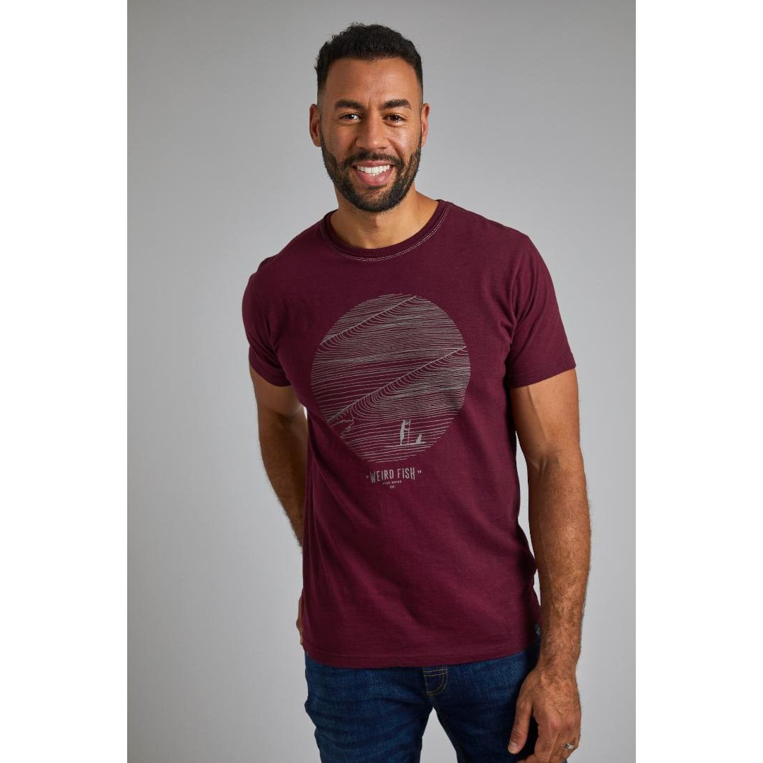 Weird Fish High Tide Organic Cotton Graphic T-Shirt - Antique Cherry