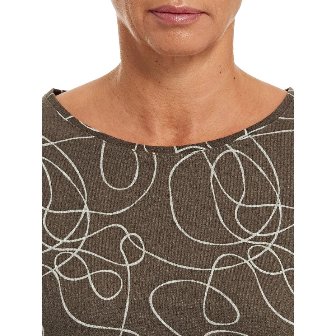 VIZ-A-VIZ Taupe Squiggle Print Top