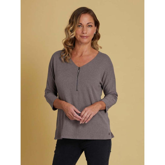 VIZ-A-VIZ V-neck Taupe Top