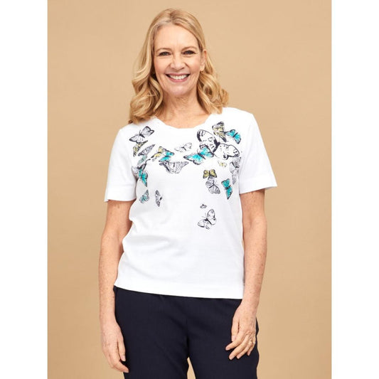 TIGI White Twist Neck Butterfly Top - White