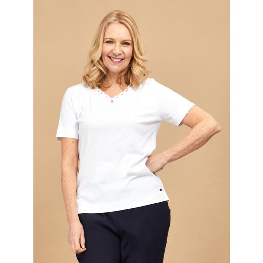 TIGI White Loop V-neck Top