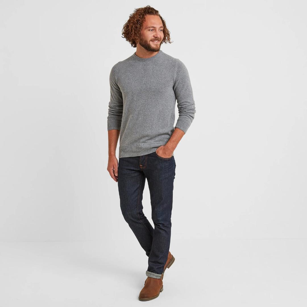 Tog24 Jared Mens Crew Jumper - Light Grey Marl