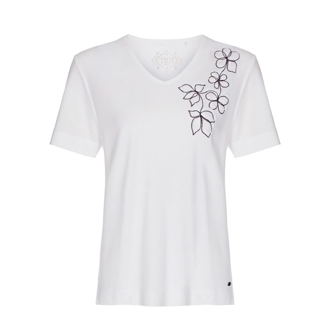 TIGI White Flower Embroidery T-Shirt