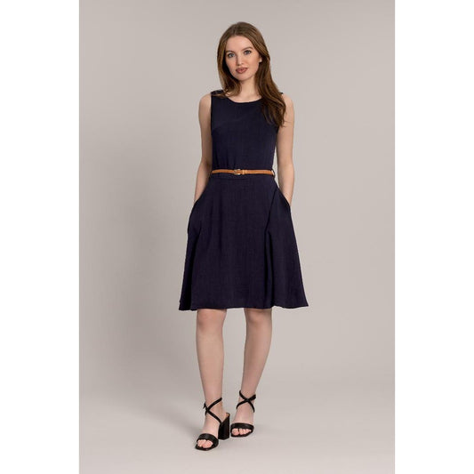 Solo Kayla Dress with Belt - Navy