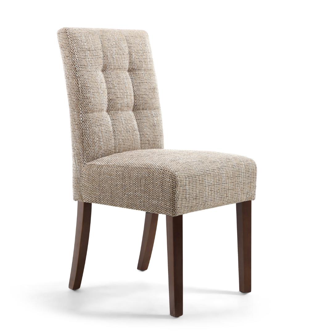 Moseley Stitched Waffle Tweed Oatmeal Dining Chair In Walnut Legs Set Of 2