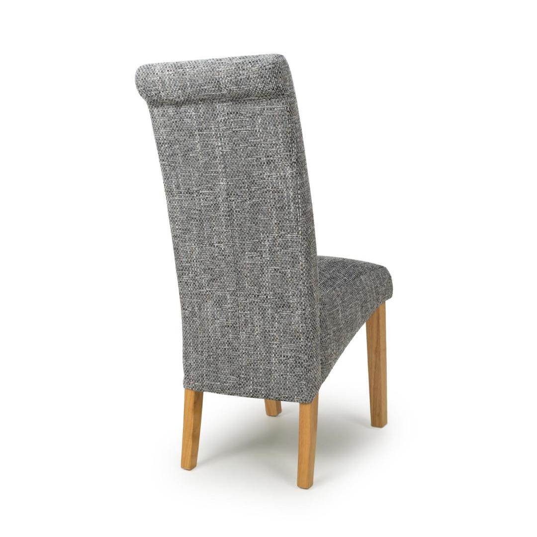 Karta Scroll Back Tweed Grey Dining Chair Set Of 2