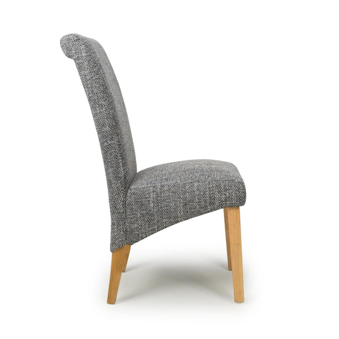 Karta Scroll Back Tweed Grey Dining Chair Set Of 2