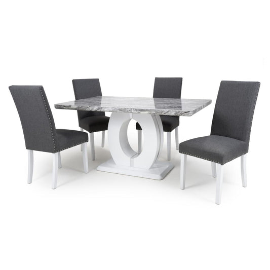 Neptune Medium Table And 4 Randall Chairs Steel Grey Dining Set