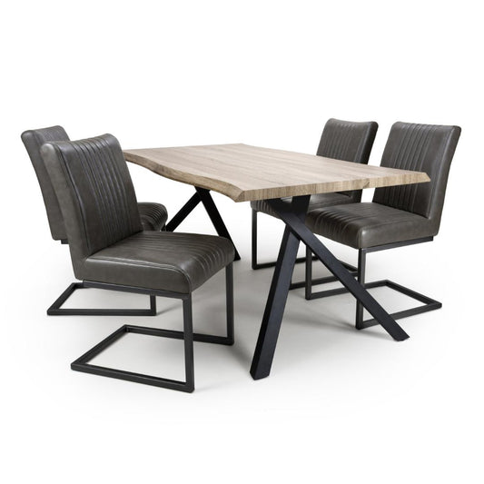 Narvik Medium Table And 4 Archer Chairs Grey Dining Set