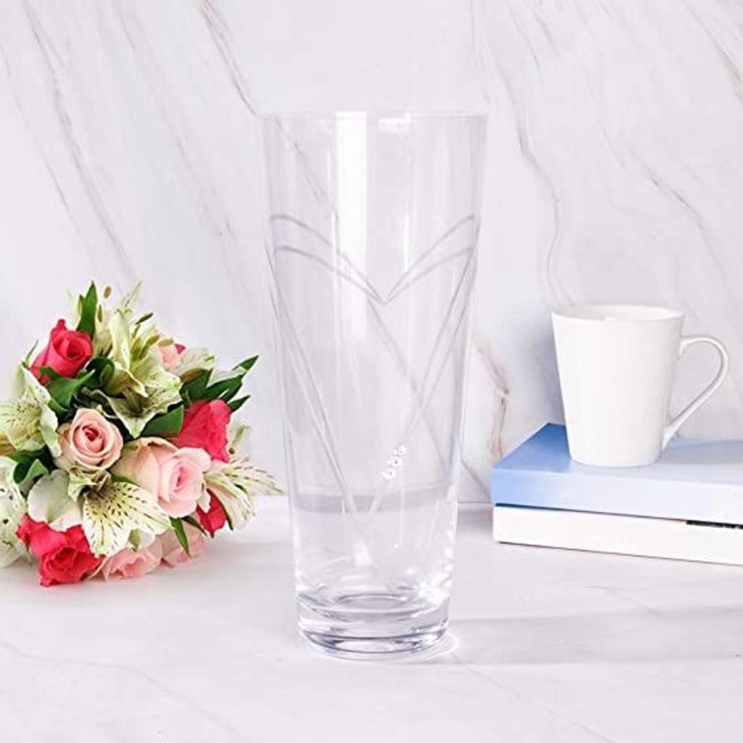 Maison & White Etched Heart Detail Crystal Glass Vase