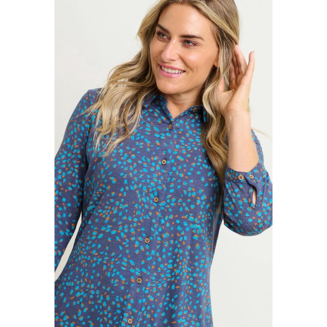 Brakeburn Abstract Shirt Spot Dress - Blue