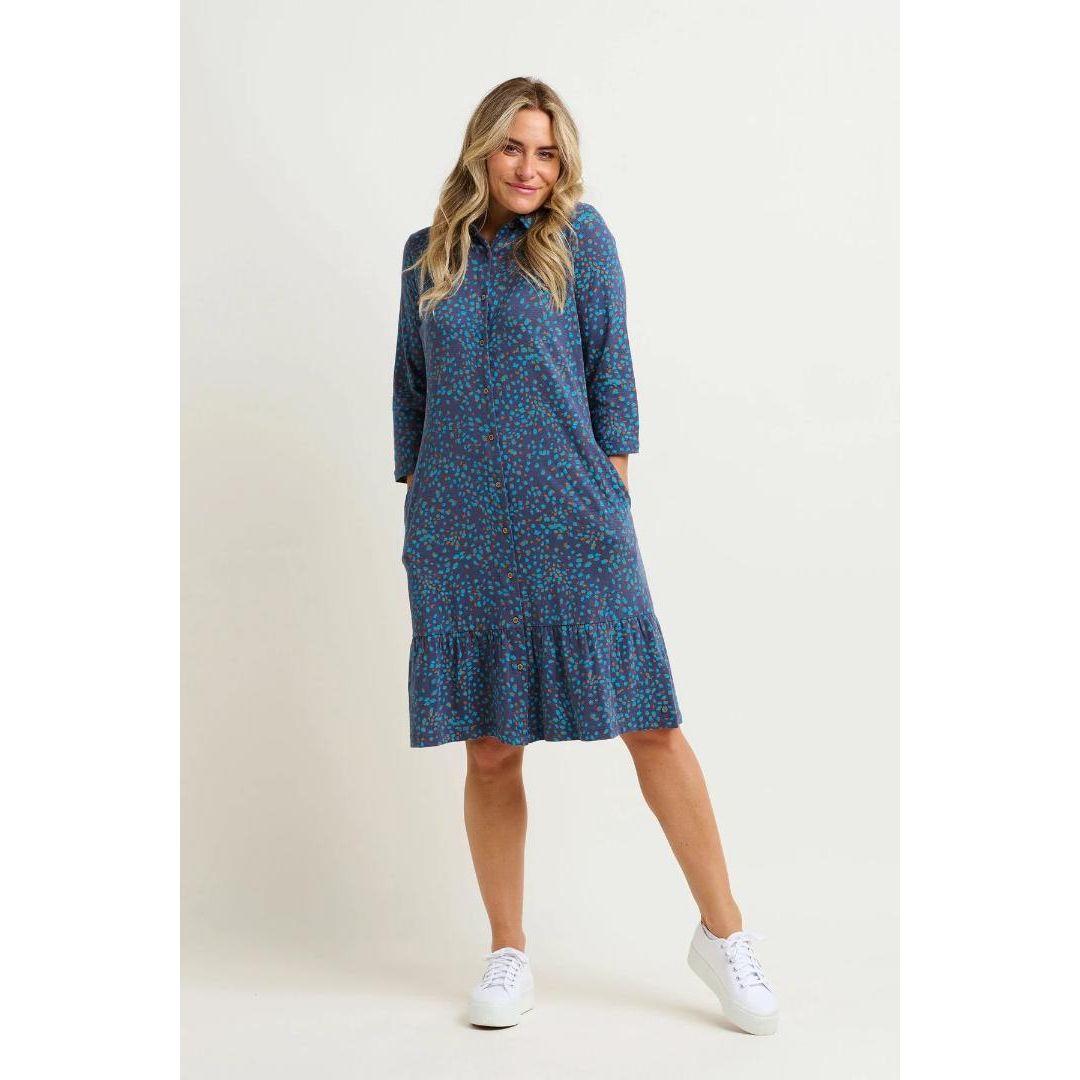 Brakeburn Abstract Shirt Spot Dress - Blue