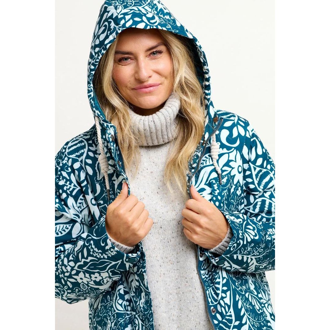 Brakeburn Bloom Two Raincoat - Teal & White