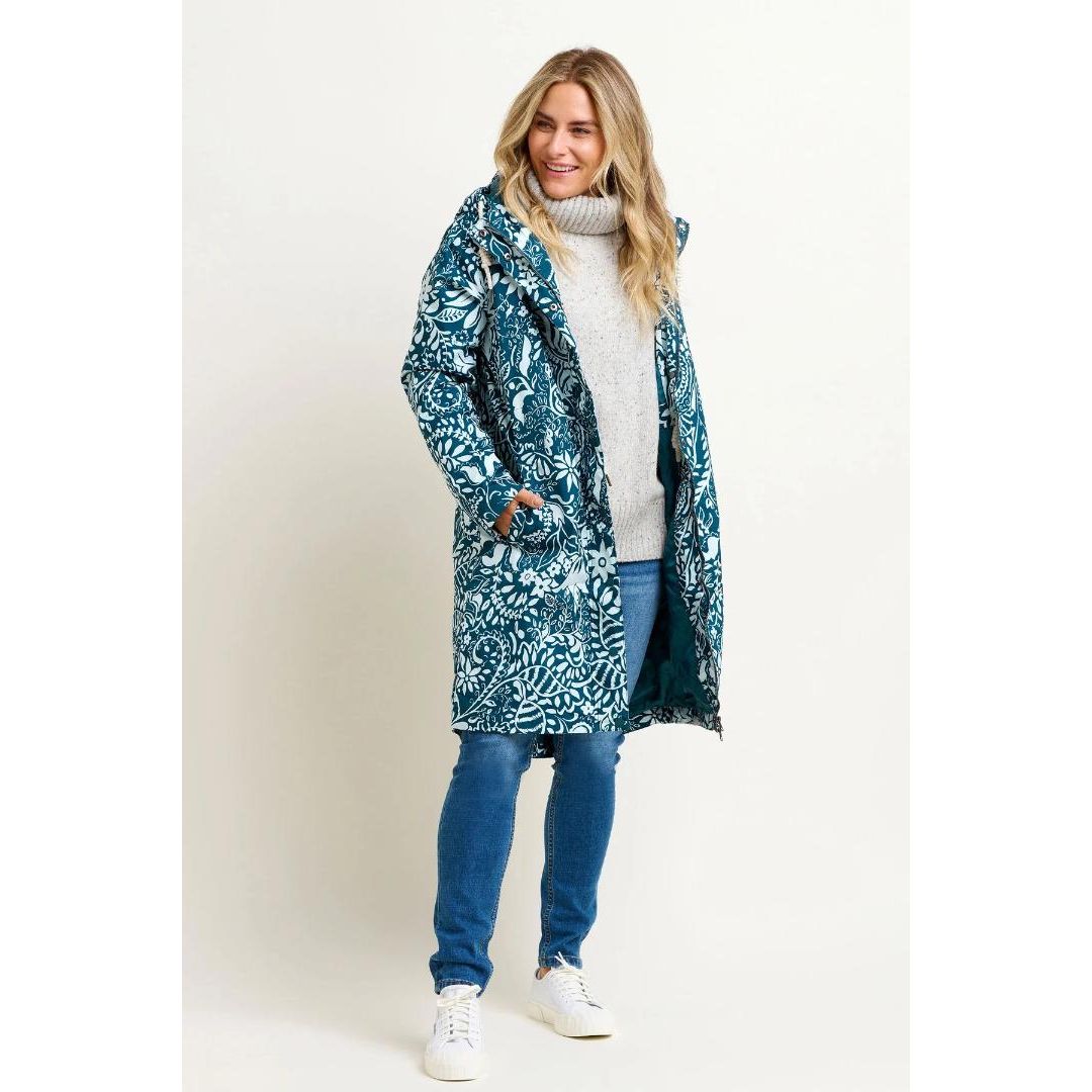 Brakeburn Bloom Two Raincoat - Teal & White