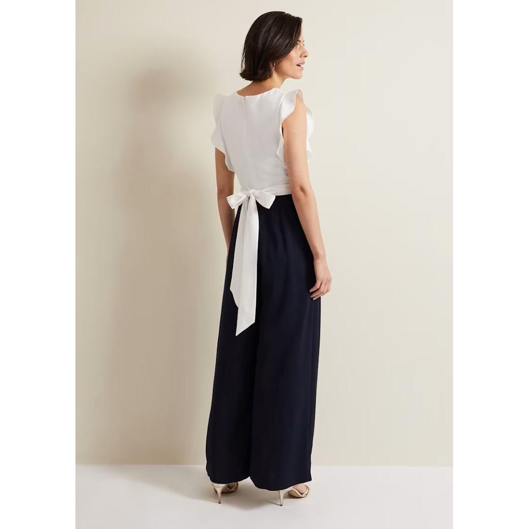 Phase Eight Ayla Ruffle Wrap Jumpsuit - Navy/Ivory