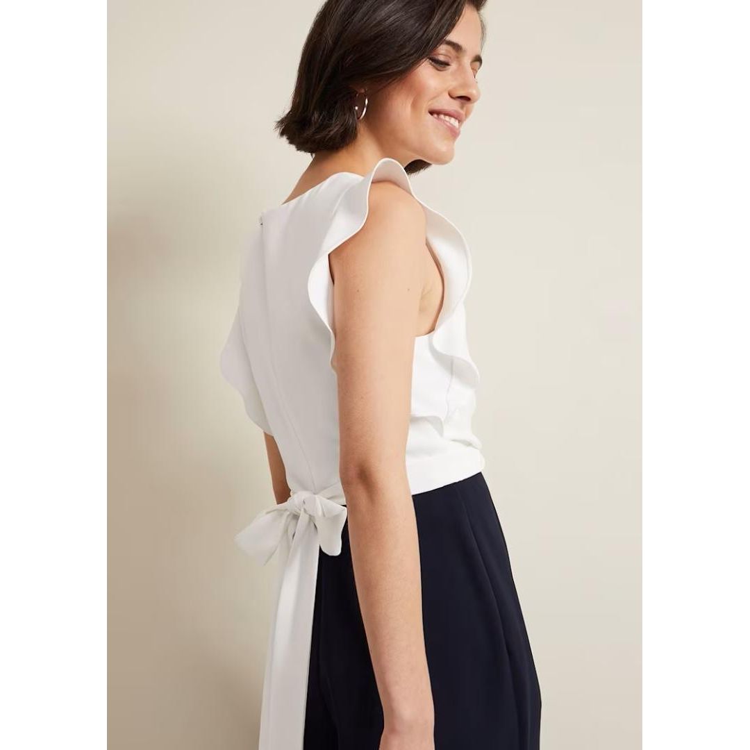 Phase Eight Ayla Ruffle Wrap Jumpsuit - Navy/Ivory