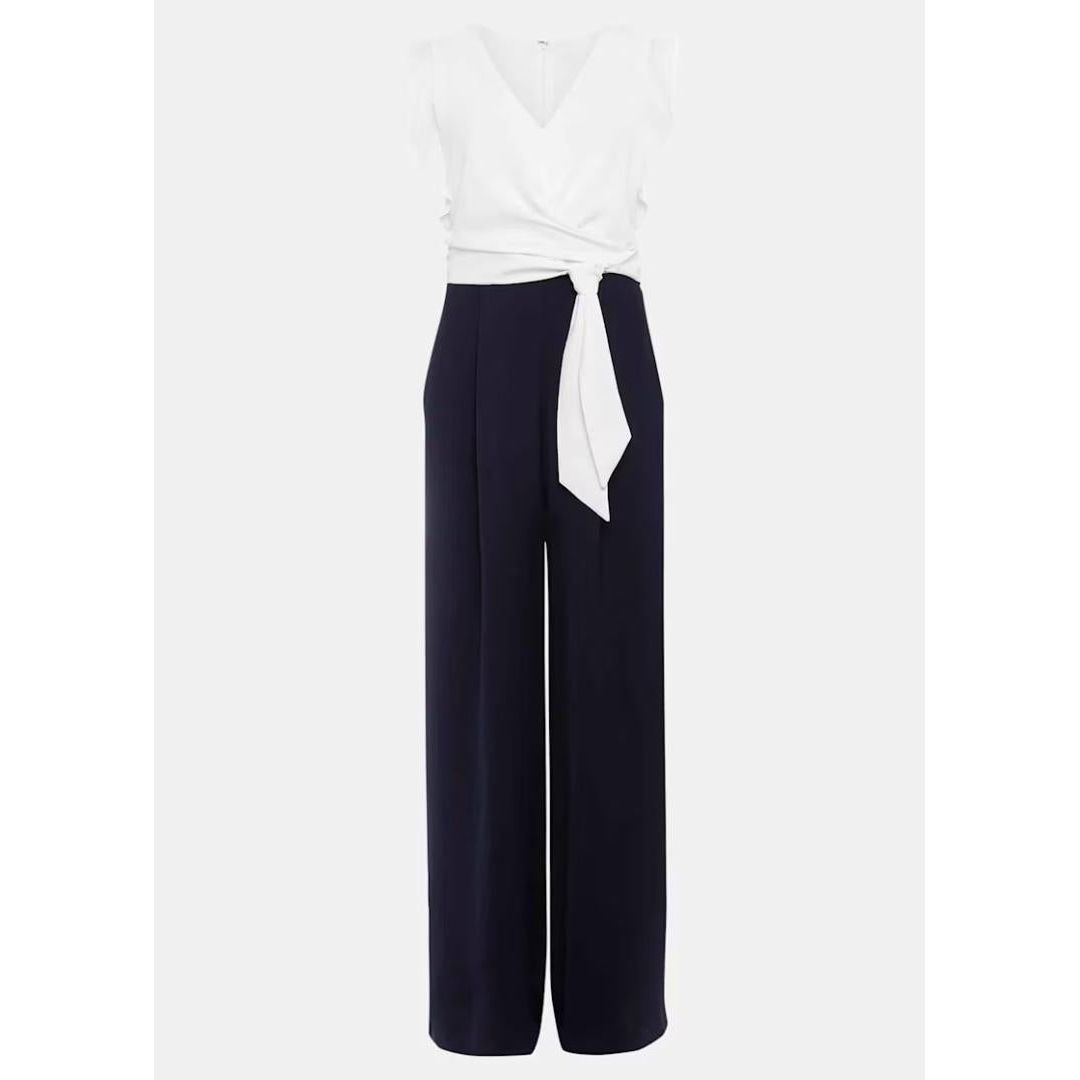 Phase Eight Ayla Ruffle Wrap Jumpsuit - Navy/Ivory