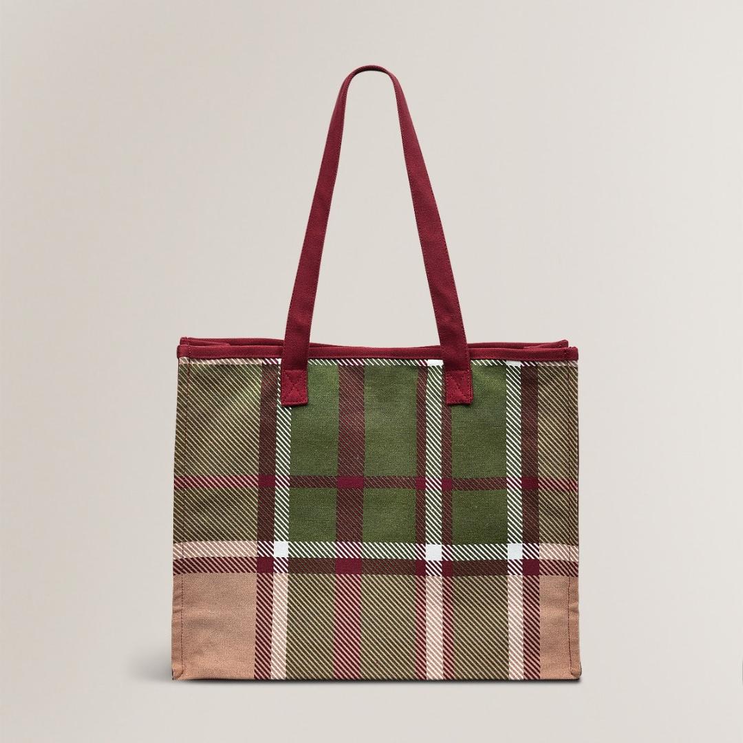 Radley Autumn Check Large Open Top Tote Bag - Cranberry