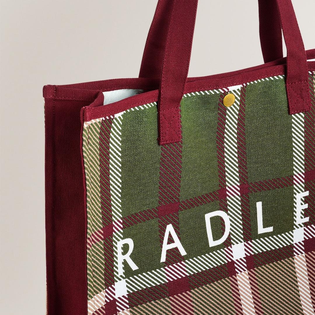 Radley Autumn Check Large Open Top Tote Bag - Cranberry