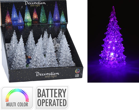 Christmas Tree Clear Acrylic With Colour Changing LED 12cm