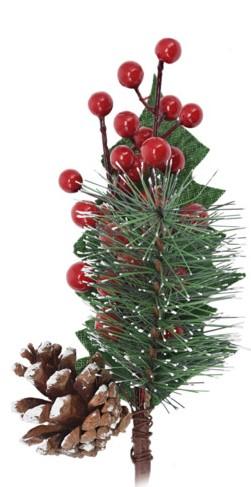 Christmas Pick 26cm Pinecone, Big Berries & Leaves