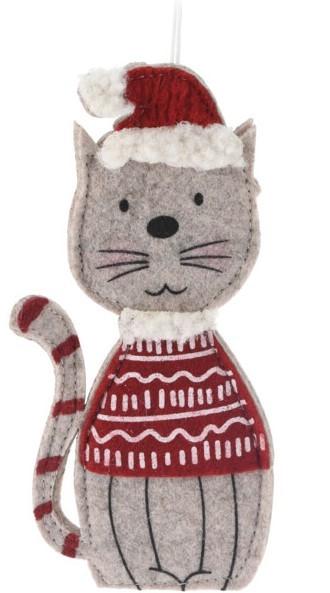 Hanging Decoration 16cm Cat With White Collar