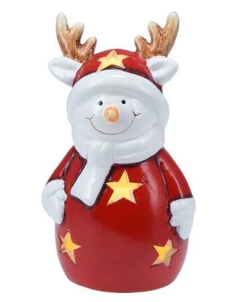 Figure With LED Antler 17cm Snowman