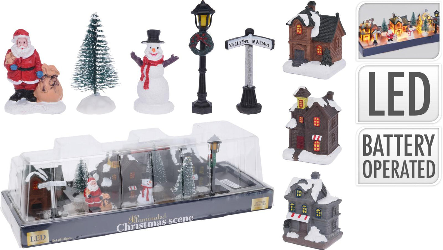 Village With LED Lights 10 Piece