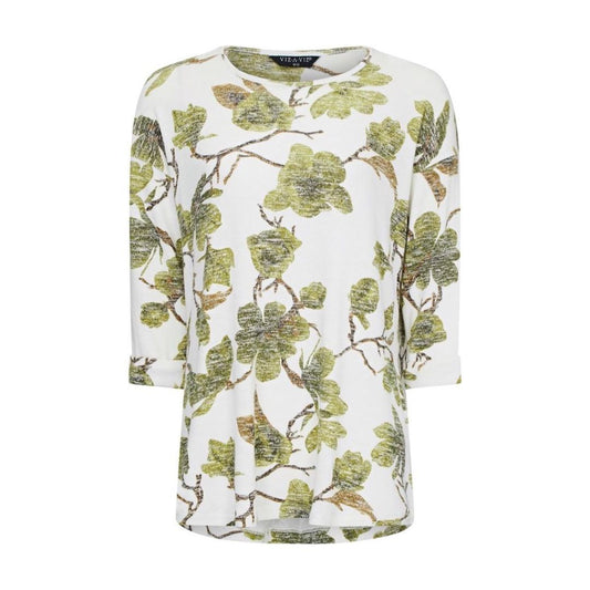 VIZ A VIZ Ivory Leaf-Print Top