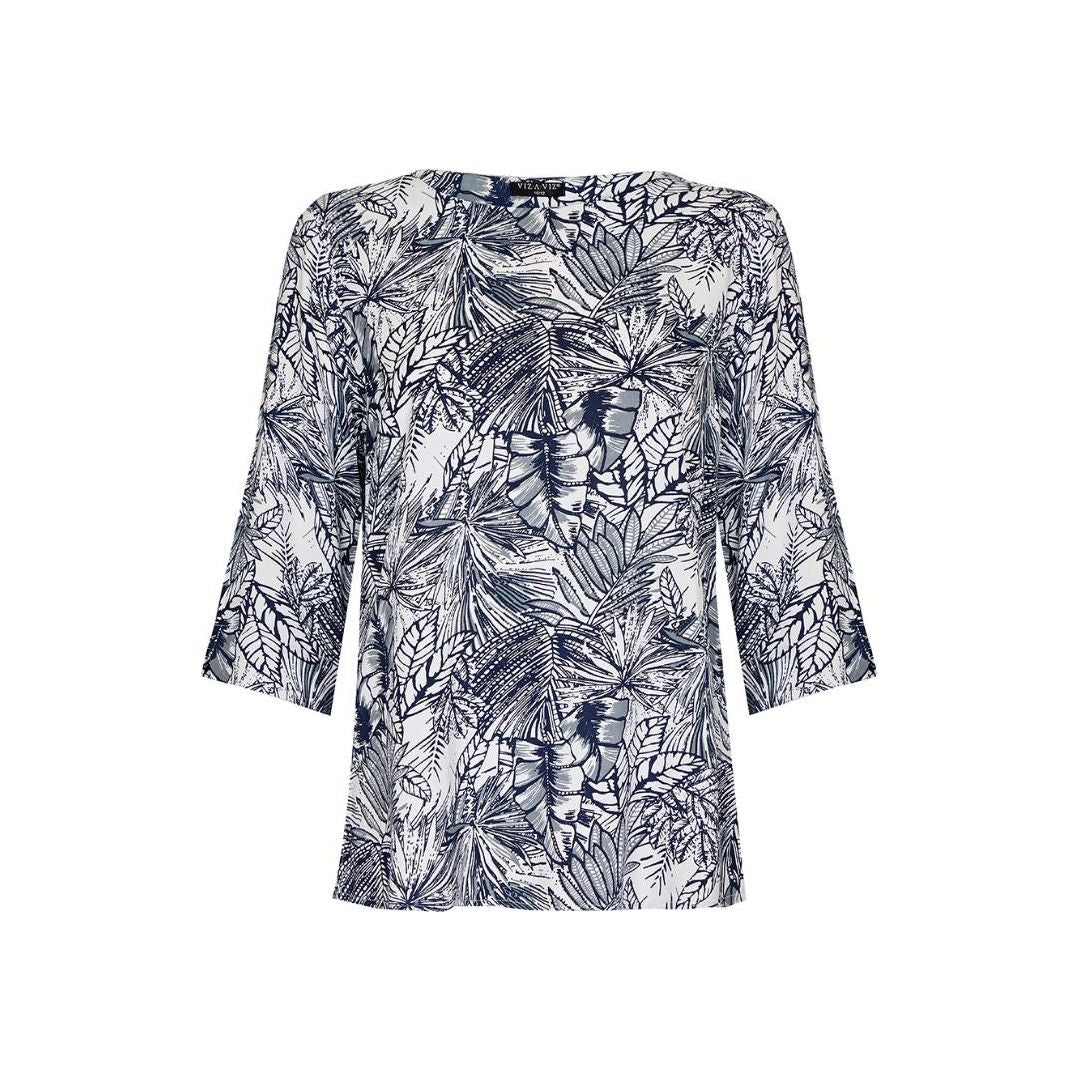 VIZ A VIZ Boxy Leaf Print Top