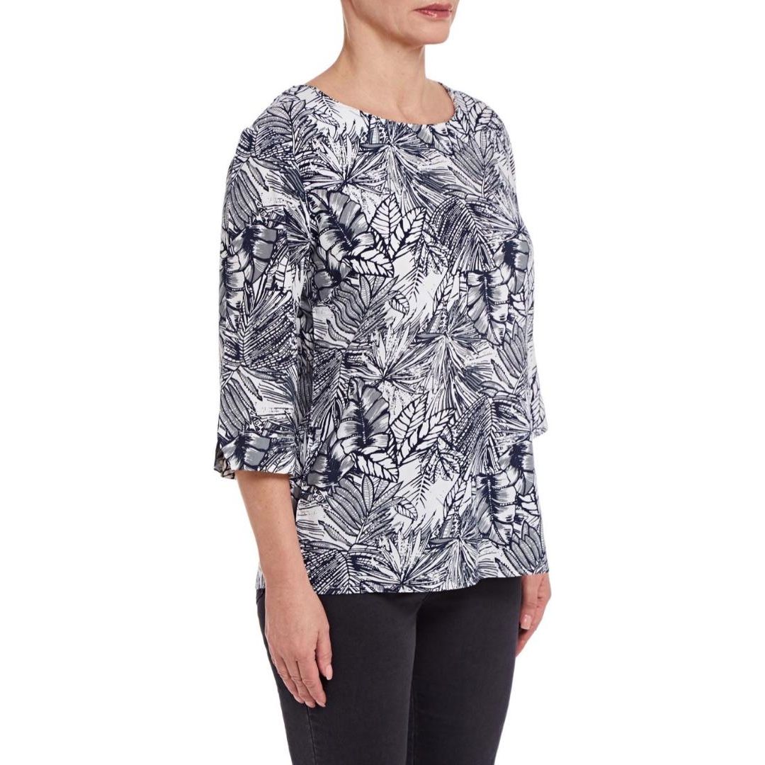 VIZ A VIZ Boxy Leaf Print Top