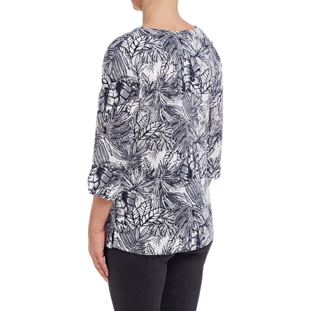 VIZ A VIZ Boxy Leaf Print Top