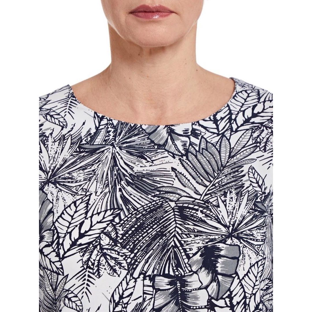 VIZ A VIZ Boxy Leaf Print Top