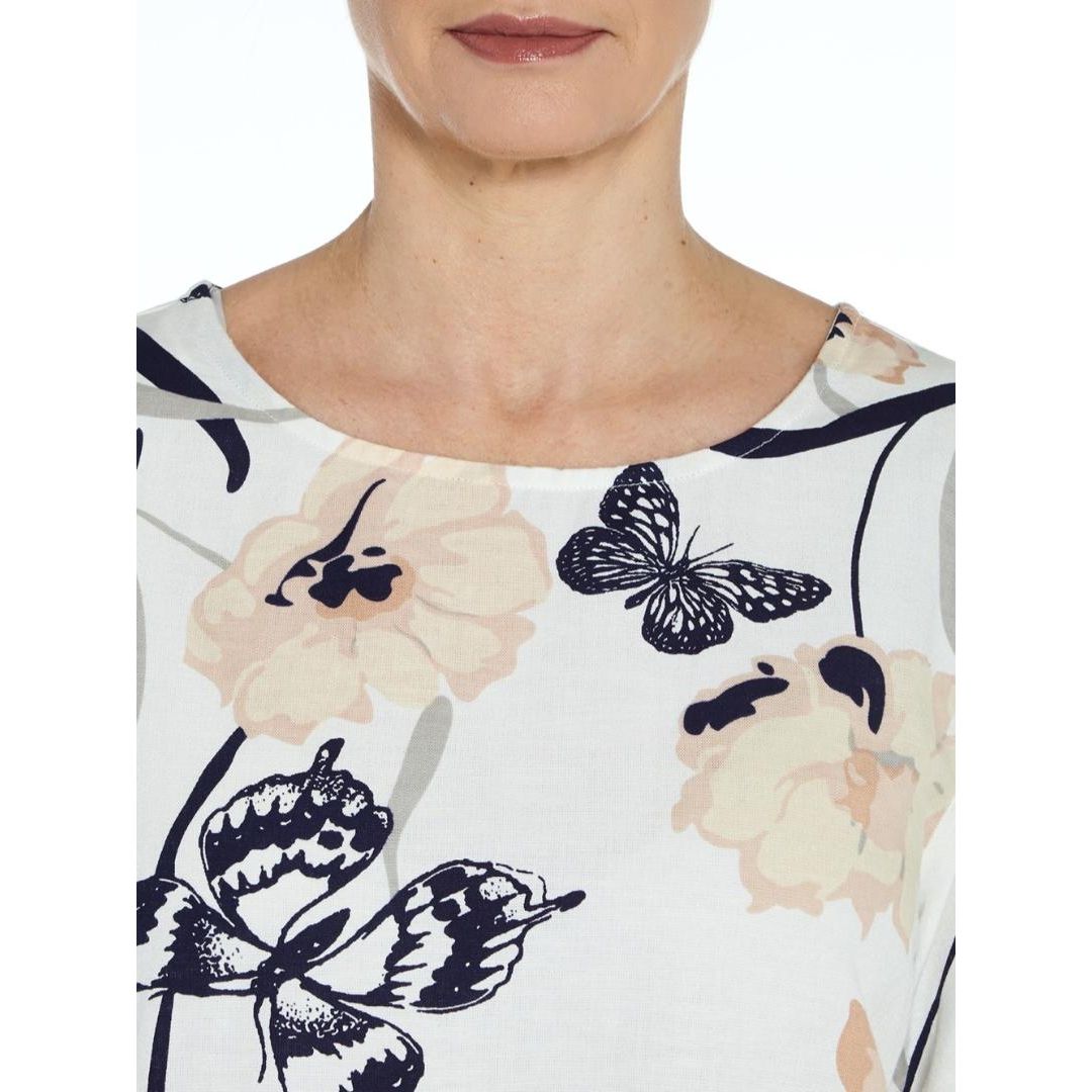 VIZ-A-VIZ Ivory Floral Print Top