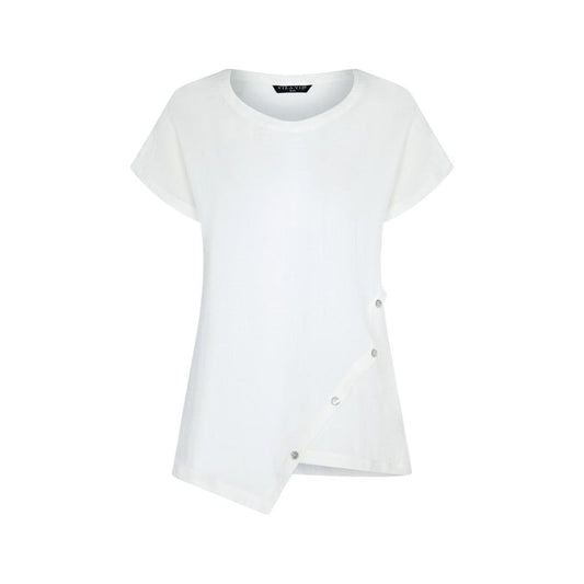 VIZ-A-VIZ Ivory Asymmetrical Button T-Shirt