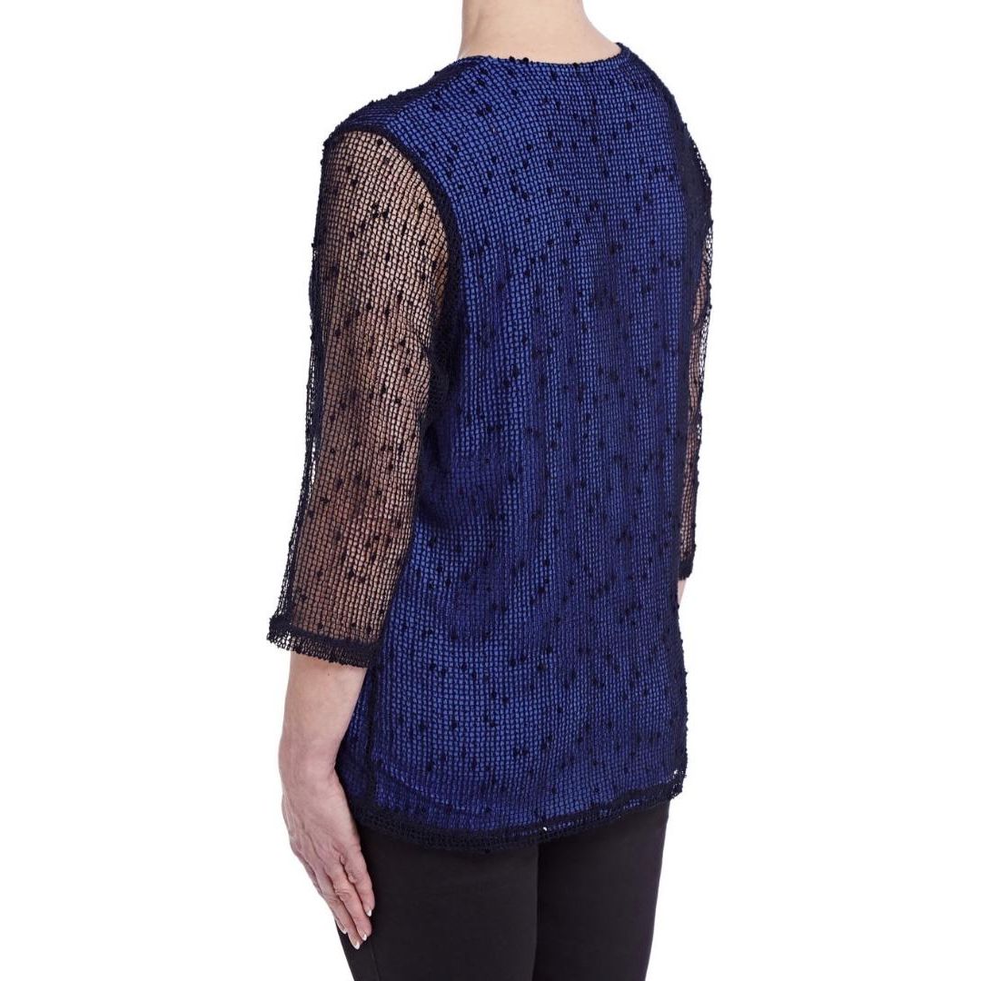 TIGI Navy Diamante Mesh Top