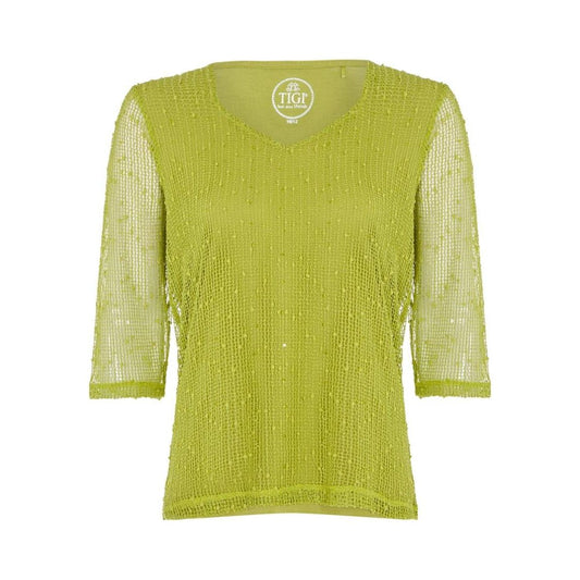 TIGI Pistachio Mesh Sequin Top