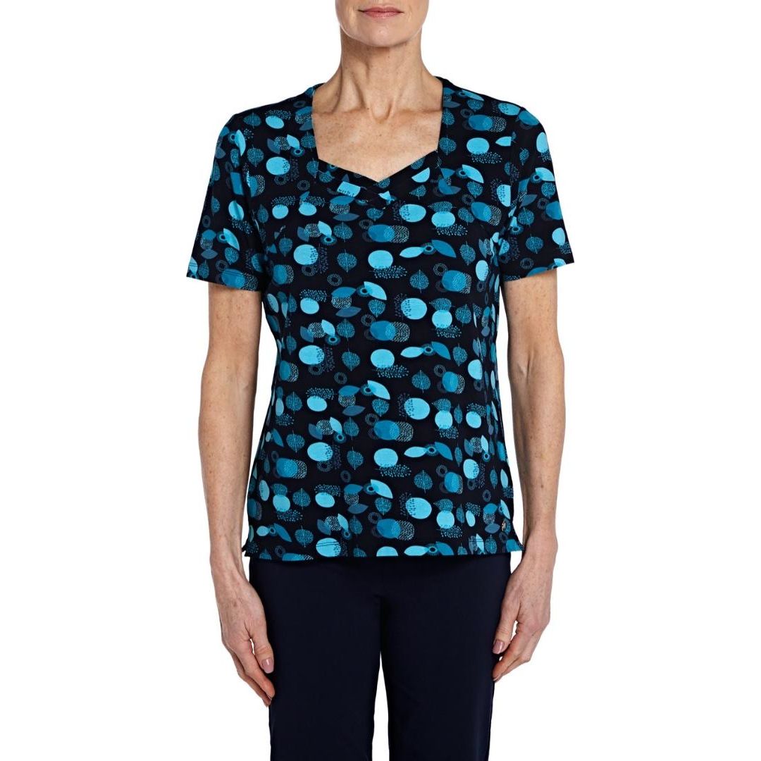 TIGI Navy Leaf-Print Top