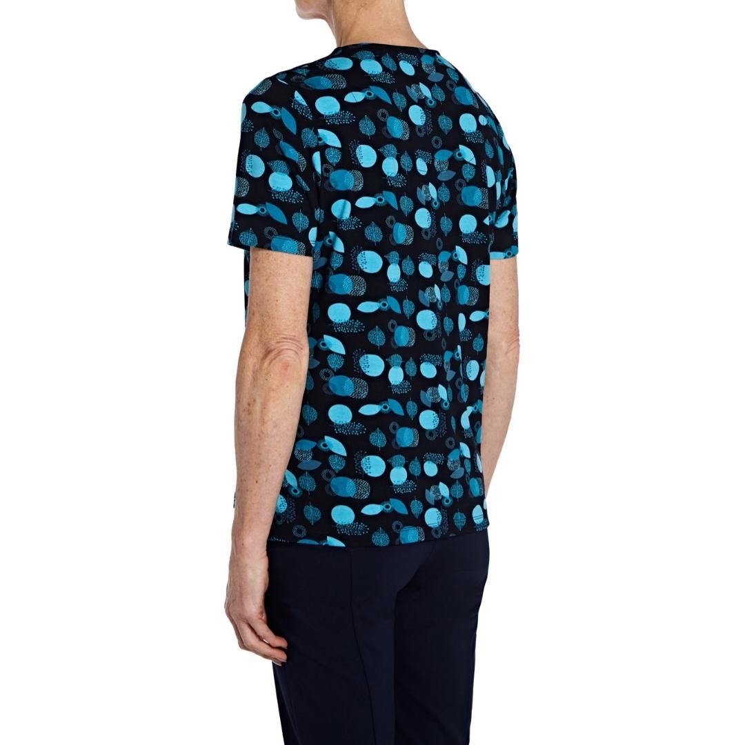 TIGI Navy Leaf-Print Top