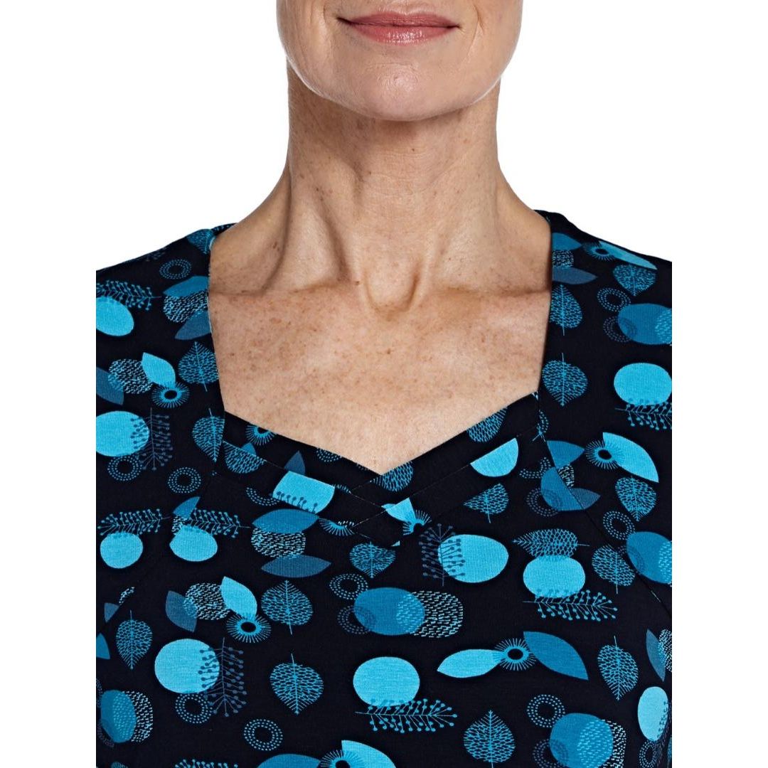 TIGI Navy Leaf-Print Top