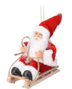 ATK000040 Mini Santa Claus Hangdeco 18cm Sledge