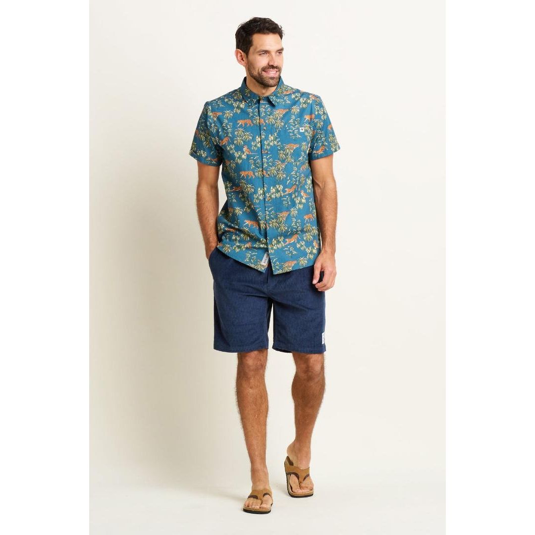 Brakeburn Botanical Tiger Shirt - Blue