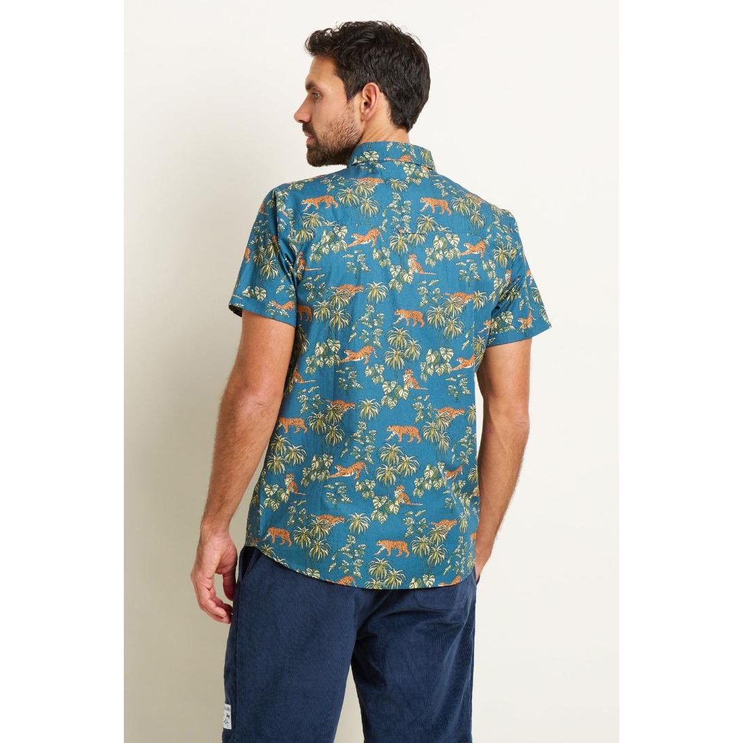 Brakeburn Botanical Tiger Shirt - Blue