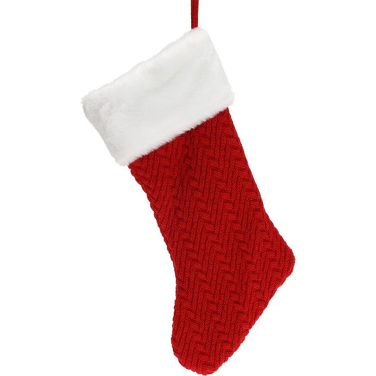 Christmas Stocking Deluxe Knit 40cm Red