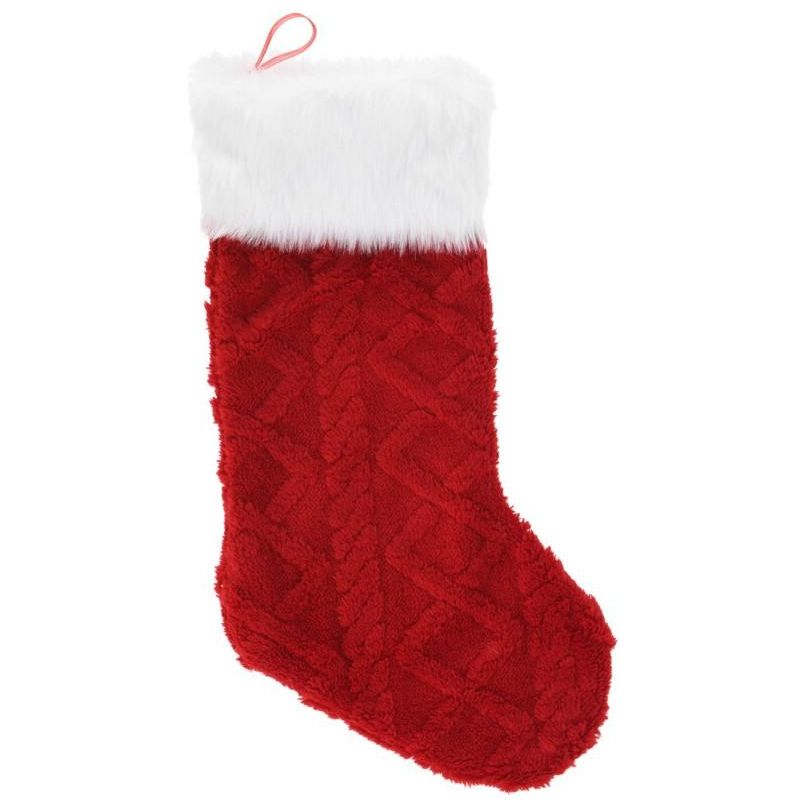 Christmas Stocking With Plush Red